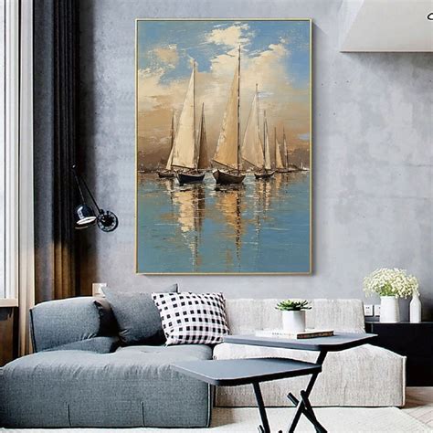 Handmade Sailboat Painting Abstract Seascape Textured Acrylic Oil ...