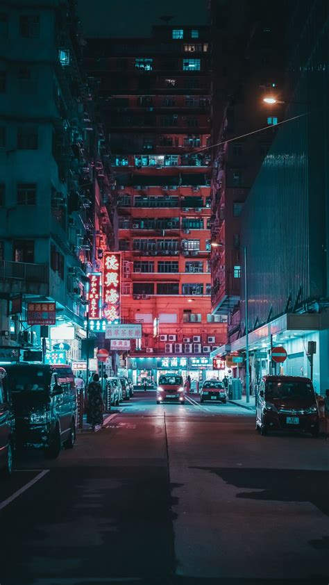 Download wallpaper 1080x1920 night city, street, lights, buildings ...