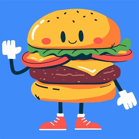 Friendly Burger Character Illustration perfekt für Speisekarten oder ...