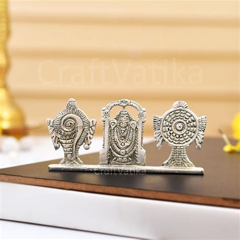 Buy CraftVatika Tirupati Balaji Symbol Stand Shankh Chakra Aluminium ...