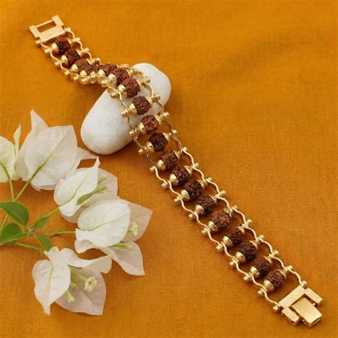 Gold Plated Modern Rudraksha Bracelet – JapaSutra