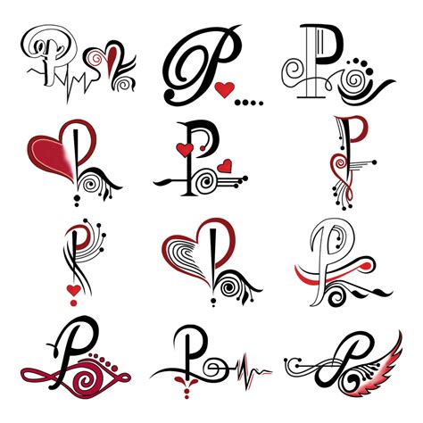 P Name Alphabet Tattoo Waterproof For Men and Women Temporary Body Tattoo