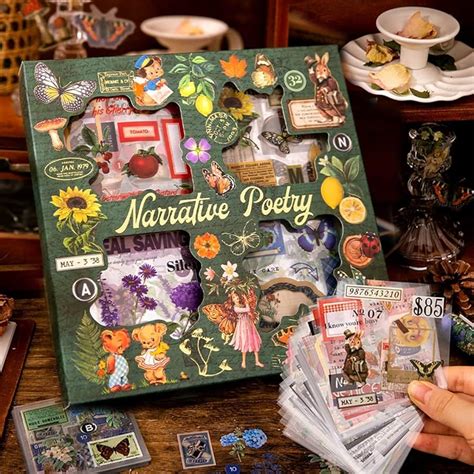 Vintage Narrative Poetry Stickers - 100 Sheets | 640pcs – Viaana Kids Store