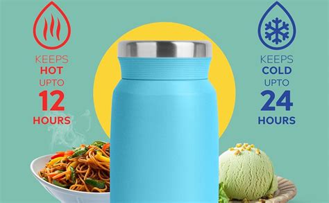 Home Puff Double Wall Vacuum Insulated Food Jar for Single Meals, Lunch ...