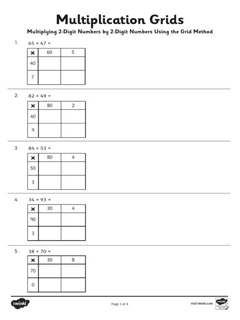 Image result for 2-Digit Multiplication Grid Method