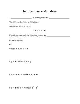 Image result for Introduction to Variables Elementary Math