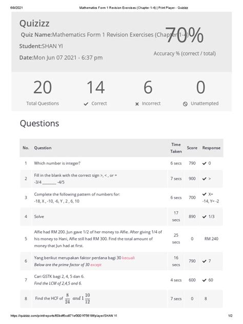 Image result for Form 1 Mathematics Questions and Answers PDF