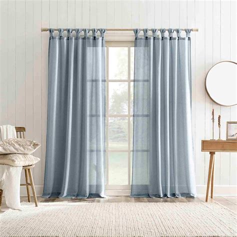 Harrison Denim Sheer Tab Loop Single Curtain Panel, 84"