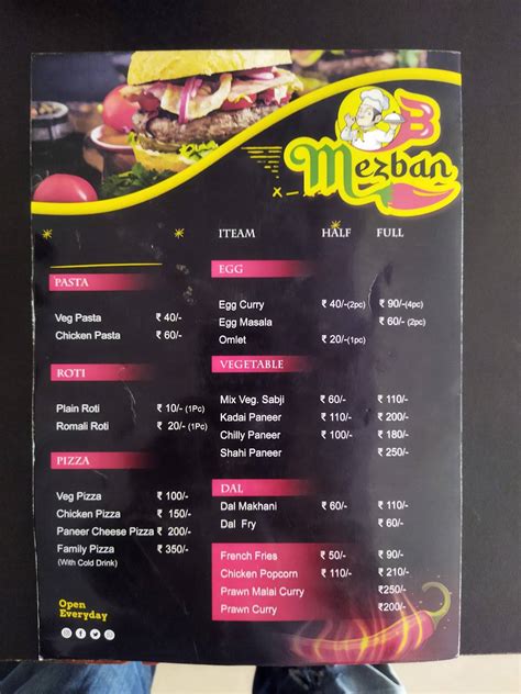 Menu at B Mezban Restaurant, Kalgachia