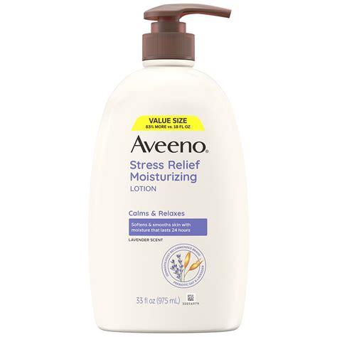 Aveeno Stress Relief Moisturizing Body Lotion with Lavender Scent, Oat ...