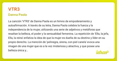 Significado de la canción VTR3 (Danna Paola) - LETRAS.COM