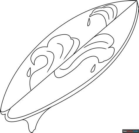 Surfboard Coloring Page | Easy Drawing Guides