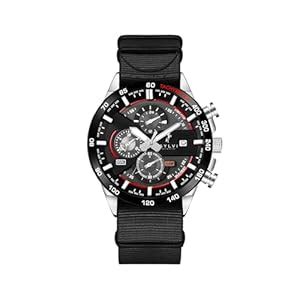 Buy Sylvi Timegrapher Red Dial Black Fabric/Nylon Strap Chronograph ...