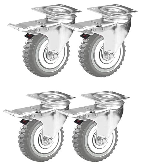Krevia 3 Inch 360 Degree PU Swivel Caster Wheels | Set Of 4 Heavy Duty ...