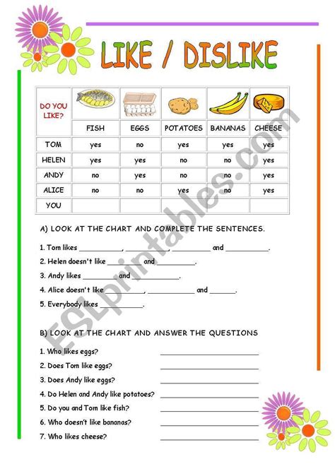 Like Dislike Worksheet 的图像结果