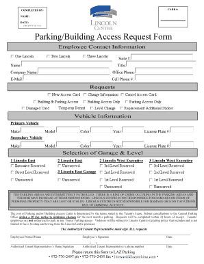 Parking/Building Access Request Form - Lincoln Centre's Tenant ...