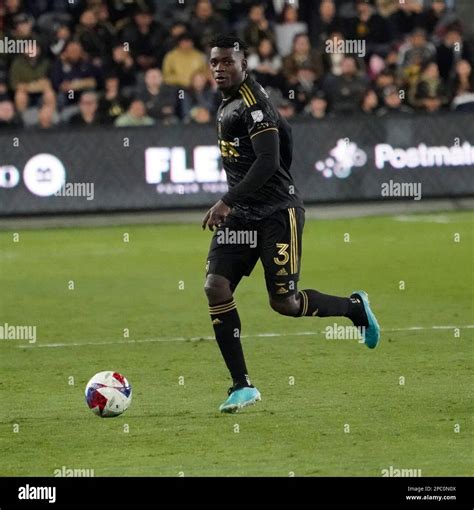 March 12, 2023: LAFC defender Jesus Murillo brings the ball up field in ...