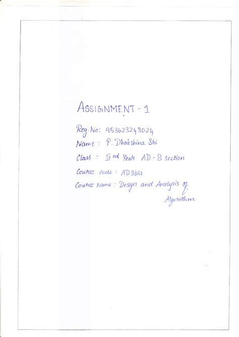 Daa-Assignment 1-3024 - ASsICTNI,IENT - t PE l,/o; q*b232\zo2\ U Name ...