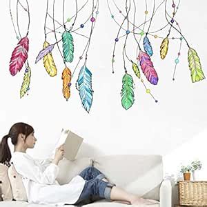 Rawpockets Decal ' Decorative Feather ' Multi-Color Large Size Wall ...