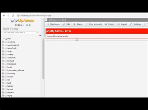 phpMyAdmin Error Incorrect Format Parameter Hestia 的图像结果