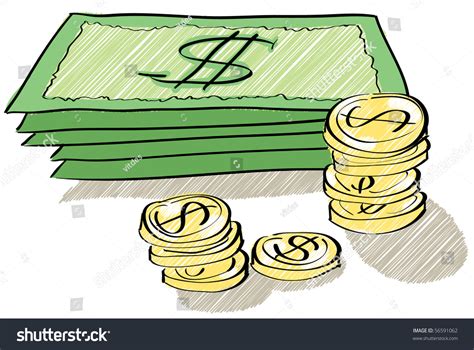 Money Coins Dollars Roughen Draw Stock Vector 56591062 - Shutterstock