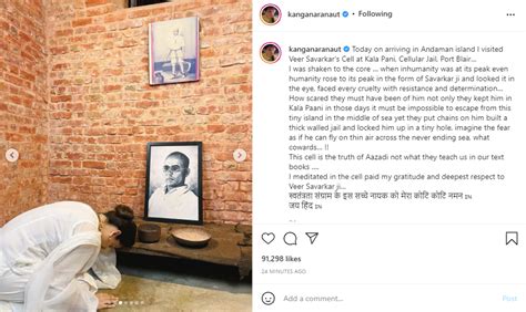 Kangana Ranaut pays tribute to Veer Savarkar by visiting his Kala Pani cell