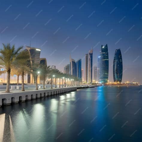 Doha capital city of rich country Qatar has attractive buildings and ...