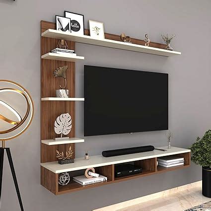 homeeasy Engineering Wood Wall-Mount TV Entertainment Unit with Shelves ...