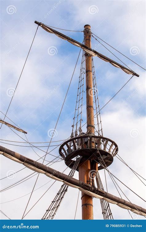 Mast of a pirate ship stock image. Image of historical - 79085931