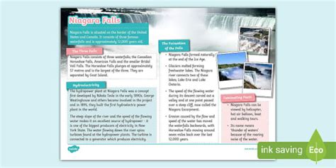 KS2 Niagara Falls Fact File - Twinkl - KS2