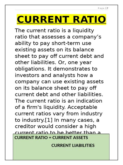 Image result for Current Ratio Examples