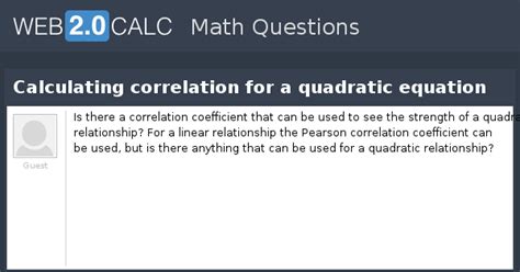 View question - Calculating correlation for a quadratic equation