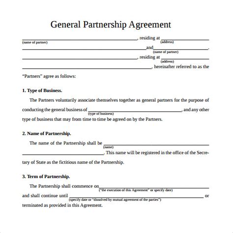 General Partnership Agreement Example 的图像结果