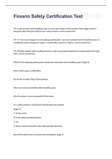 Firearms Safety Test exam 2023 with 100% correct answers - Firearm ...