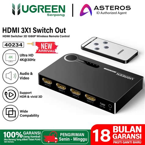 Jual UGREEN HDMI Switcher 3 in 1 Out 4K HD 1080P With Remote | Shopee ...