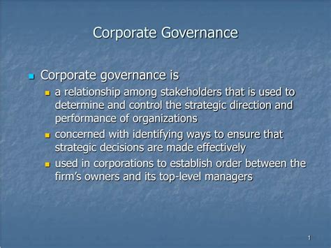 A Survey Of Corporate Governance