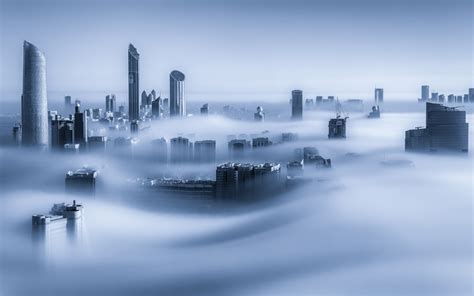 迪拜摩天大楼雾中仙境风景壁纸_桌面壁纸_mm4000图片大全