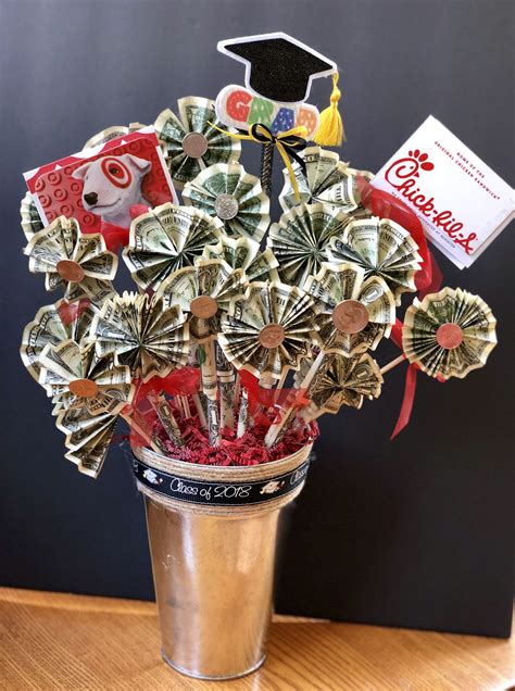 DIY Money Bouquet in a Metal Cup