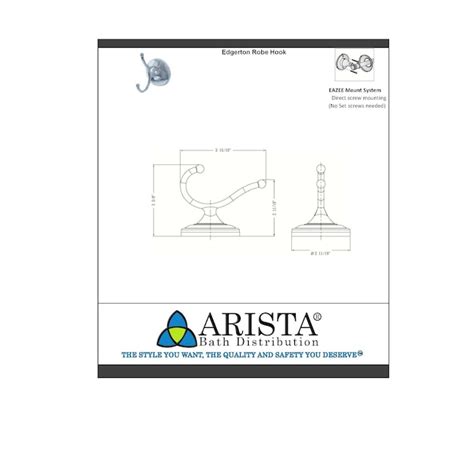 ARISTA Edgerton Chrome Double Wall Mount Towel Hook BA3801-RHKJ-CH at ...