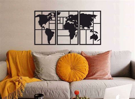 World Map Three Panels Wall Decor – Lets Custom Studio - Custom Neon Signs