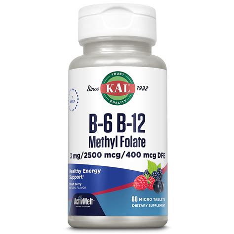 Amazon.com: KAL Vitamin B-6 B-12 Methyl Folate ActivMelt, Vitamin B Supplement, Heart Health ...