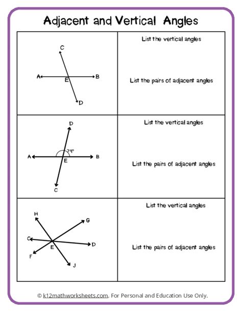 Image result for Adjacent Angles Worksheet
