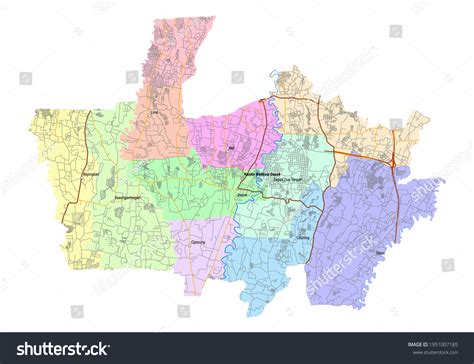 Depok West Java Indonesia Administrative Map: เวกเตอร์สต็อก (ปลอดค่าลิขสิทธิ์) 1951007185 ...