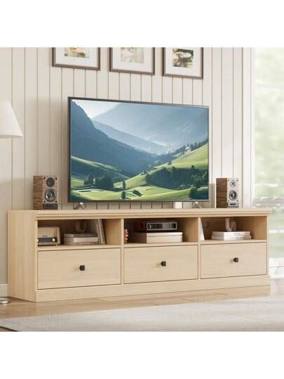 70" TV Stand With Drawers For 75/80 Inch TV, White Long Entertainment ...