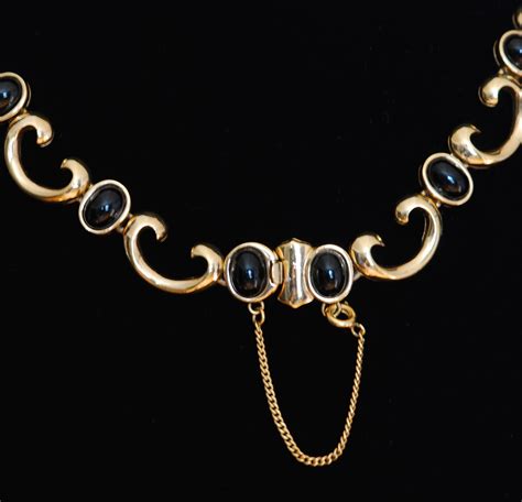 Panetta Necklace With Black Cabochons & Pave Crystals – Signed | QUIET WEST