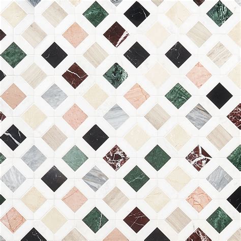 Nola Multicolor 2x2 Polished Marble Mosaic Tile | Polish marble floor ...