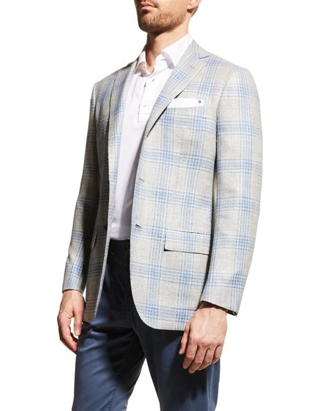 Kiton Men's Cashmere Plaid Sport Coat | Neiman Marcus
