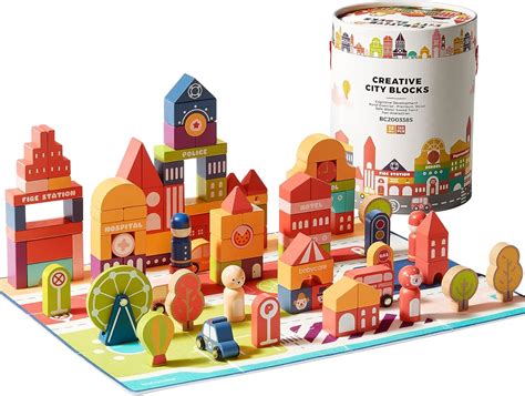 bc babycare 128 Pcs Wooden Building Blocks for India | Ubuy