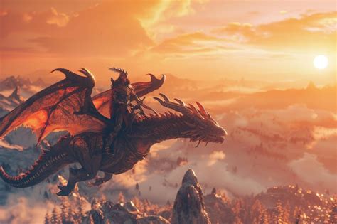 Mythical dragon riders soaring over a fantasy land | Premium AI ...