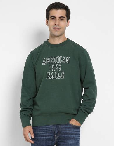 Buy American Eagle Men Green Icon Graphic Full-Zip Hoodie Online - 39836769